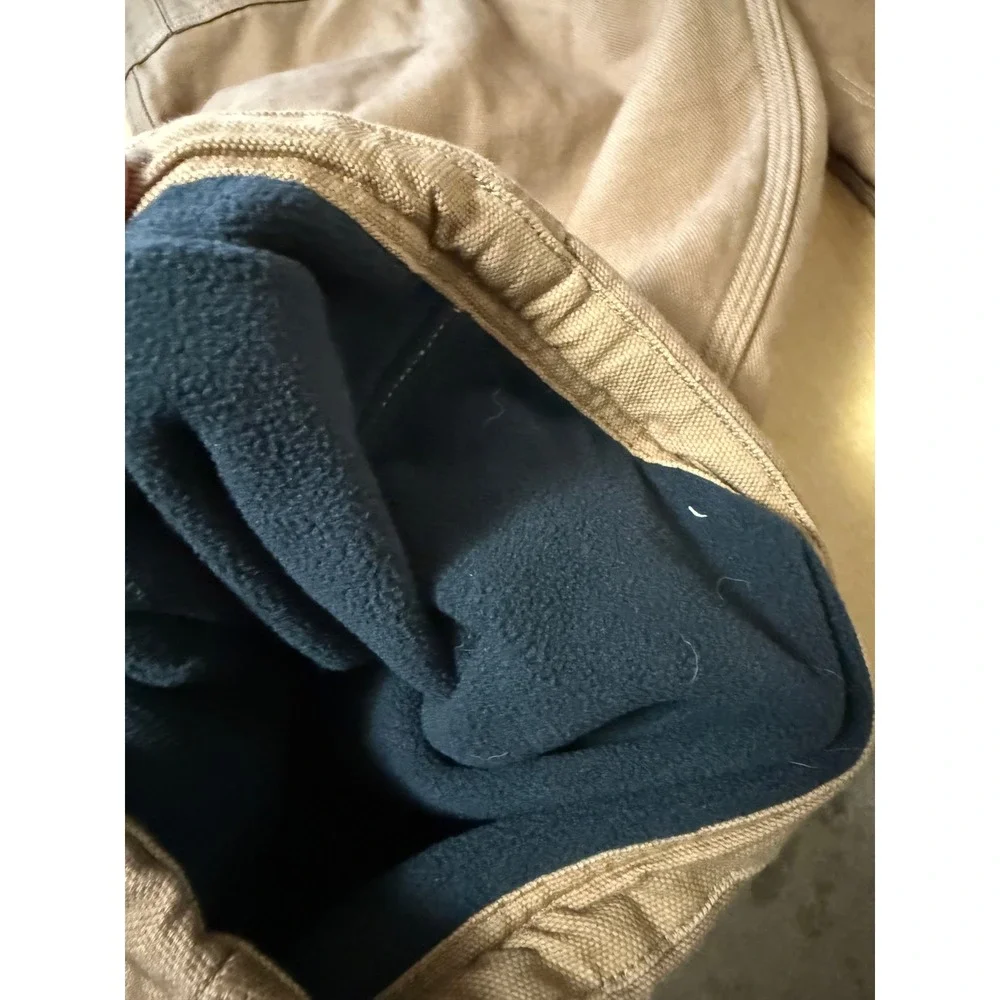 Duluth Trading Co Fleece Lined Cargo Pants Mens 48x34 Brown Relaxed Fit Canvas